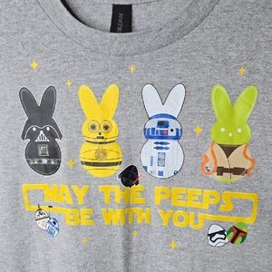 Gildan Star Wars Peeps Gray Graphic Tee "May the Peeps Be with You"